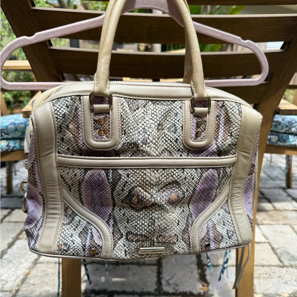 Rebecca Minkoff Cream and Purple Satchel with Elegant Detailing - Picture 4 of 4